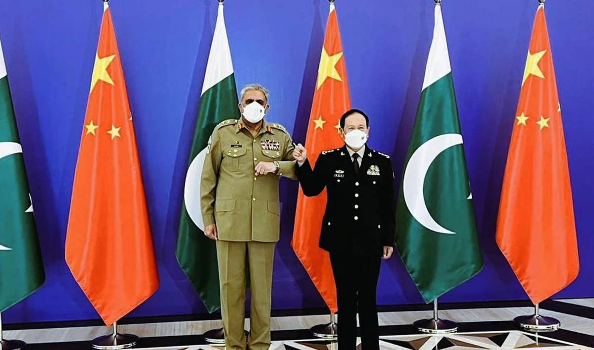 Pakistan's Army Chief General Qamar Javed Bajwa calls on Chinese Defence Minister, General Wei Fenghe, during his two-day visit to China on September 19, 2022. (ISPR)