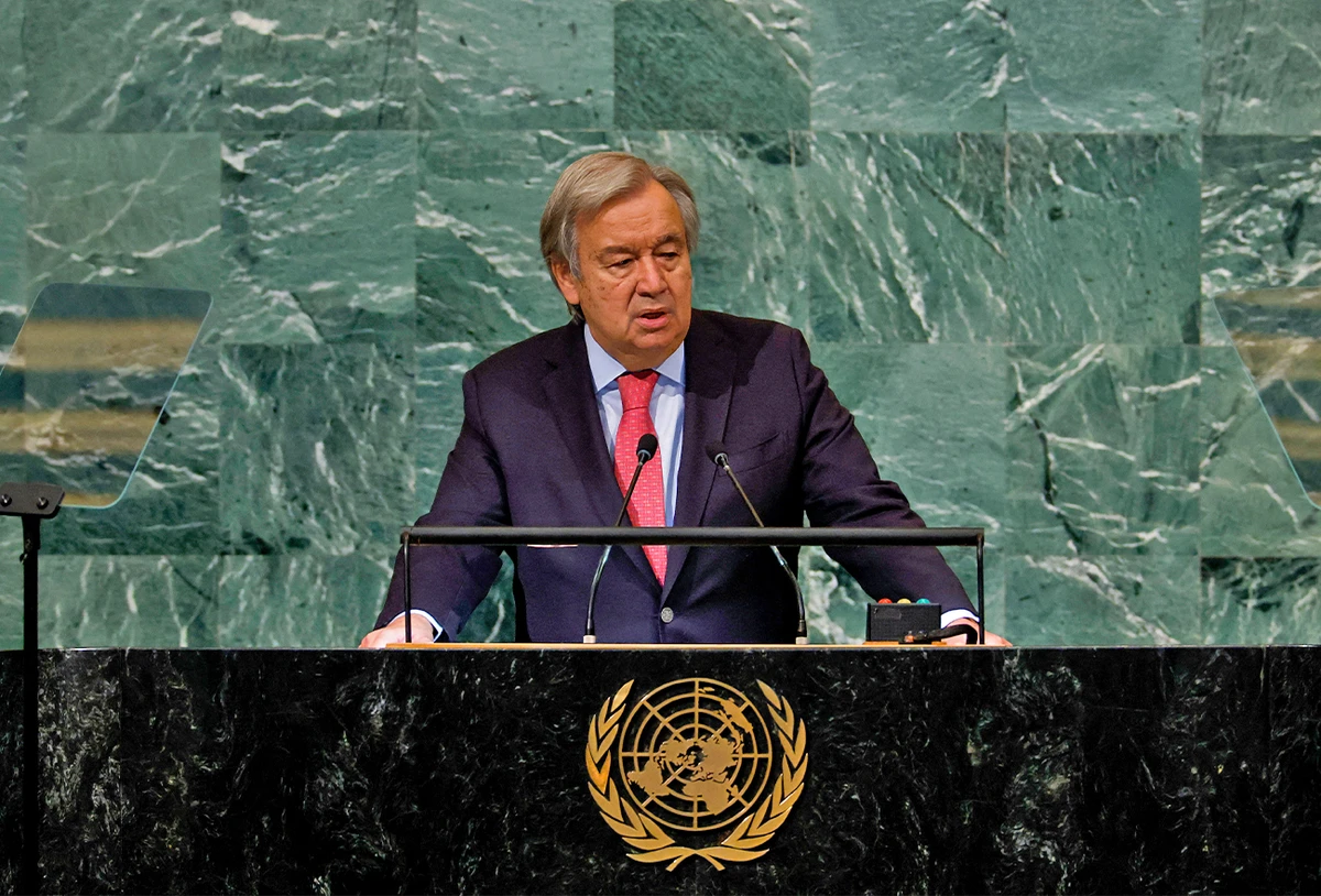 United Nations Secretary-General António Guterres speaks at the 77th session of the UNGA at UN headquarters on September 20, 2022 in New York City, US. (AFP)