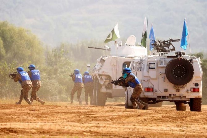 Pakistan soldiers take part in the multinational UN peacekeeping military exercise on the outskirts of Zhumadian, Henan province, China on September 15, 2021. (REUTERS/File)
