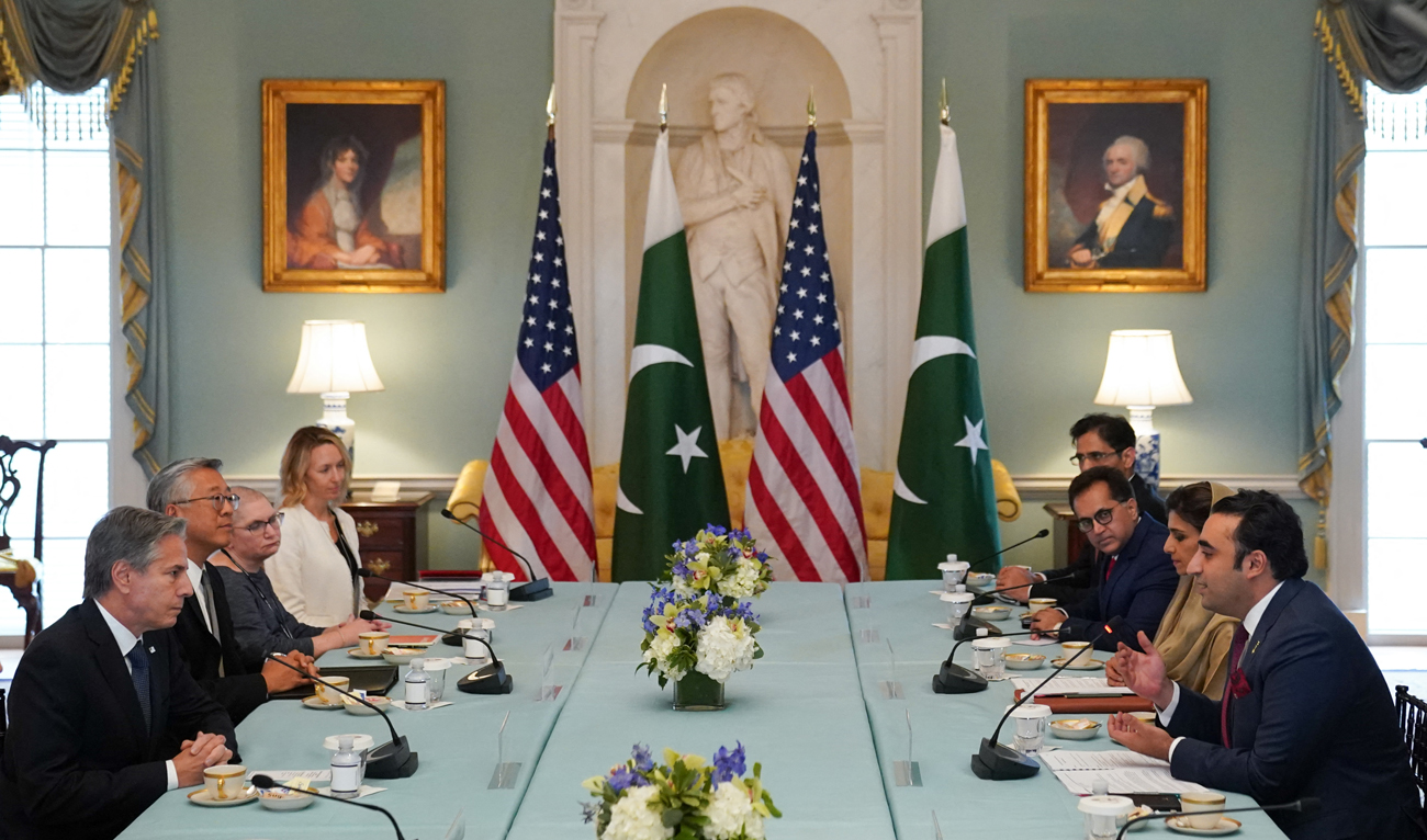 US Secretary of State Antony Blinken (L) meets with Pakistani Foreign Minister Bilawal Bhutto-Zardari at the State Department in Washington, DC, September 26, 2022. (AFP)