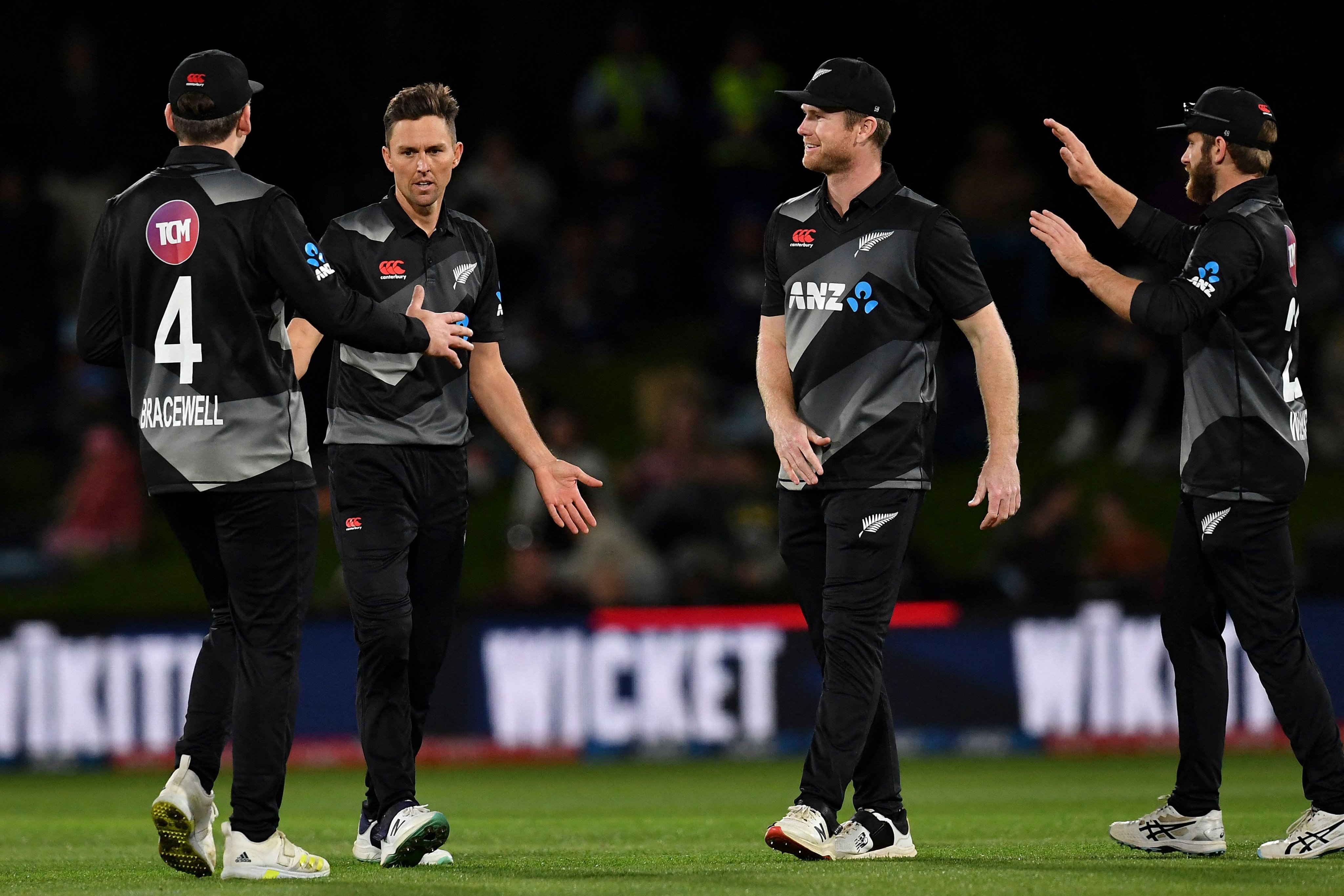 New Zealand's cricketers pictured after the first innings of T20 match between Bangladesh and New Zealand at Christchurch, New Zealand on October 9, 2022. (ESPN)