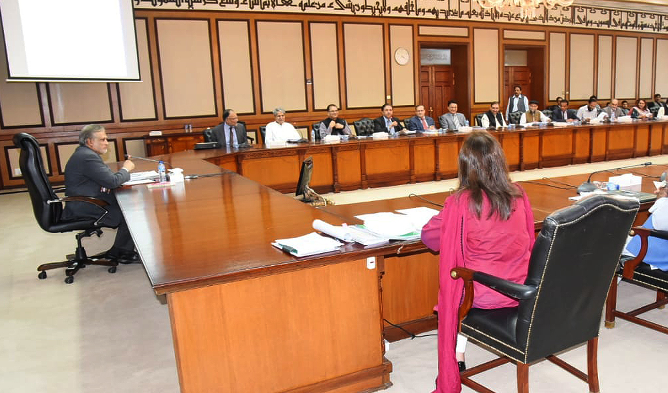 Pakistan's finance minister Senator Ishaq Dar chairs a meeting of the Executive Committee of the National Economic Council (ECNEC) in Islamabad, Pakistan on October 7, 2022. (Twitter/FinMinistryPak)