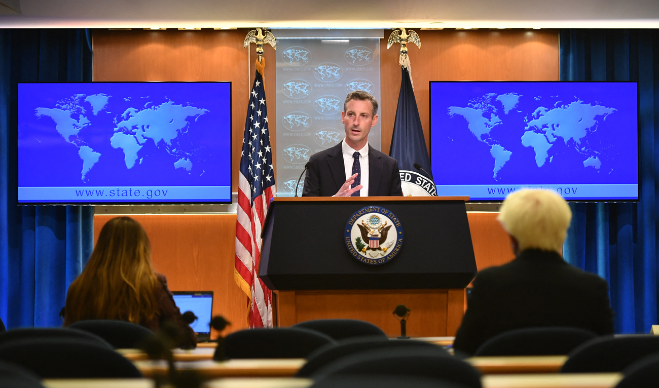 US State Department spokesperson Ned Price speaks during a briefing at the State Department in Washington, DC, on January 31, 2022. (AFP/File)