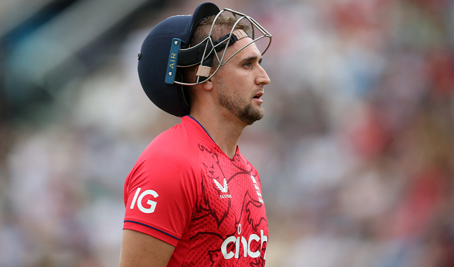England's Liam Livingstone walks back to the pavilion after his dismissal during the third T20 international cricket match between England and South Africa at The Ageas Bowl in Southampton, southern England on July 31, 2022. (AFP/FILE)