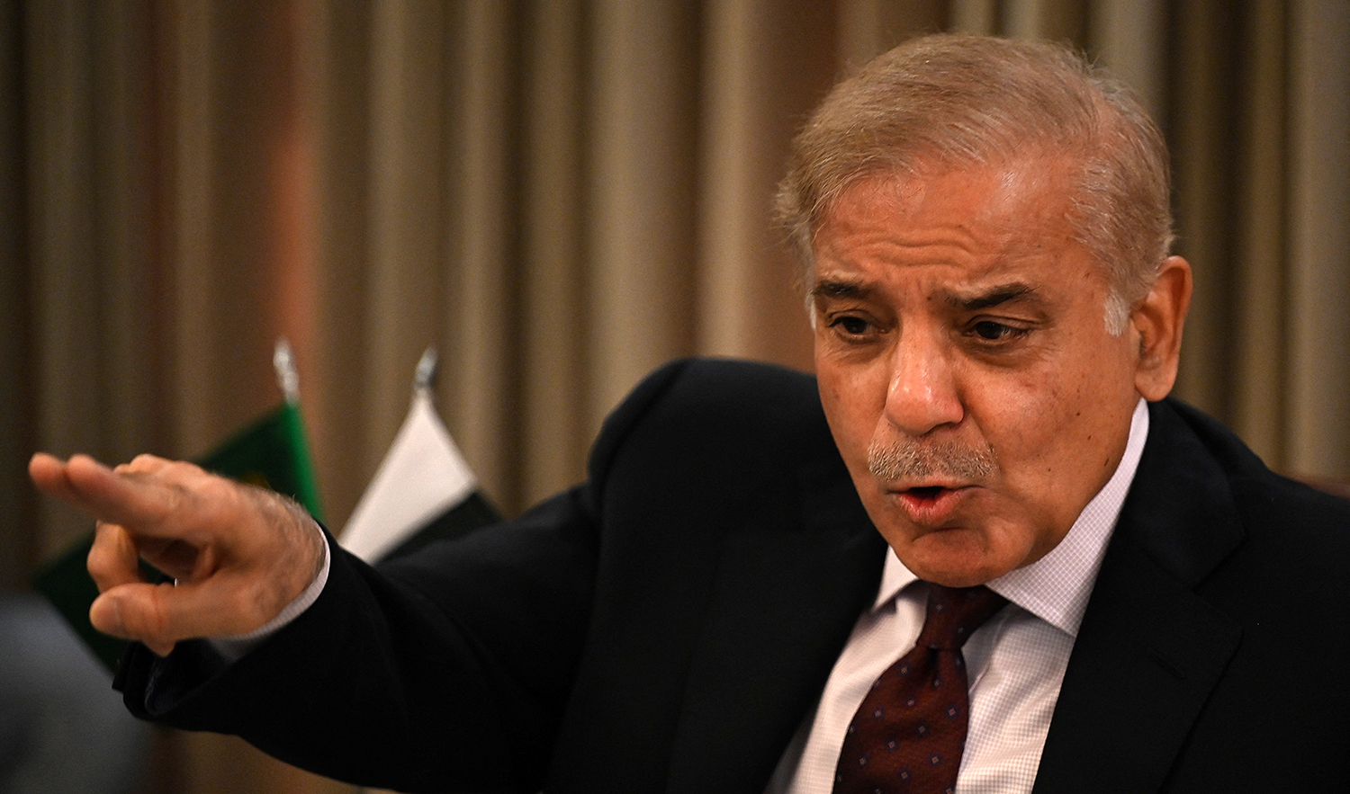 Shehbaz Sharif speaks during a news conference in Islamabad on April 1, 2022. (AFP/File)
