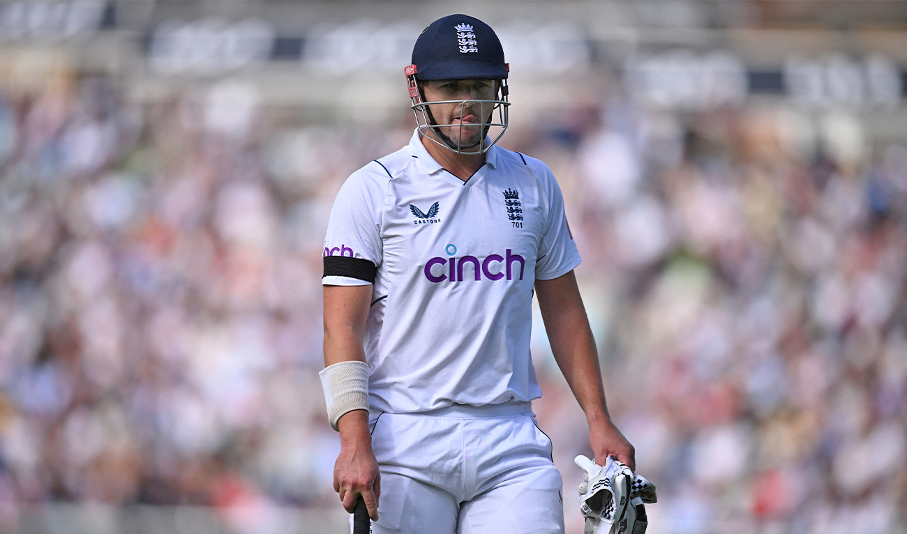 England's Alex Lees walks back to the pavilion after his dismissal during play on the third day of the third Test match between England and South Africa at The Oval, in London, on September 10, 2022. (AFP/File)