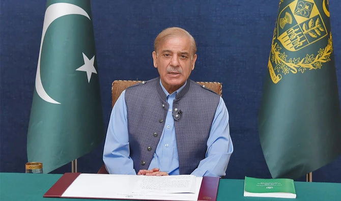 Pakistan Prime Minister Shehbaz Sharif addresses nation in Islamabad, Pakistan, on May 27, 2022. (Government of Pakistan/FILE)