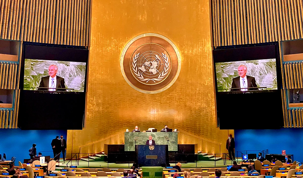 United Nations General Assembly President Csaba Kőrösi addresses UN session in New York, US, on October 7, 2022. (@UN_PGA/Twitter)