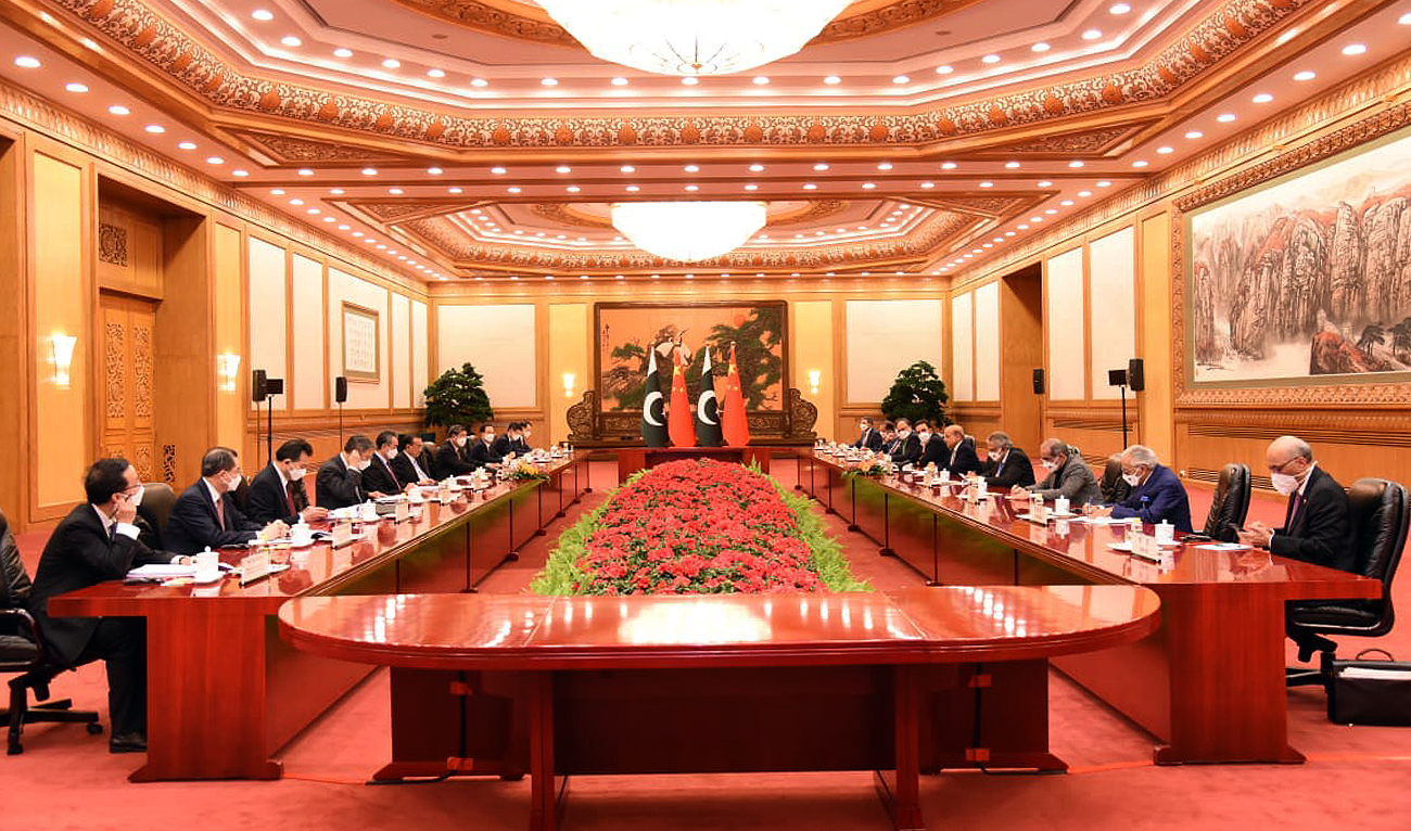 Pakistan Prime Minister Shehbaz Sharif and Chinese President Xi Jinping head delegation-level talks between the two countries in Beijing on November 2, 2022. (Photo courtesy: Prime Minister's Office)