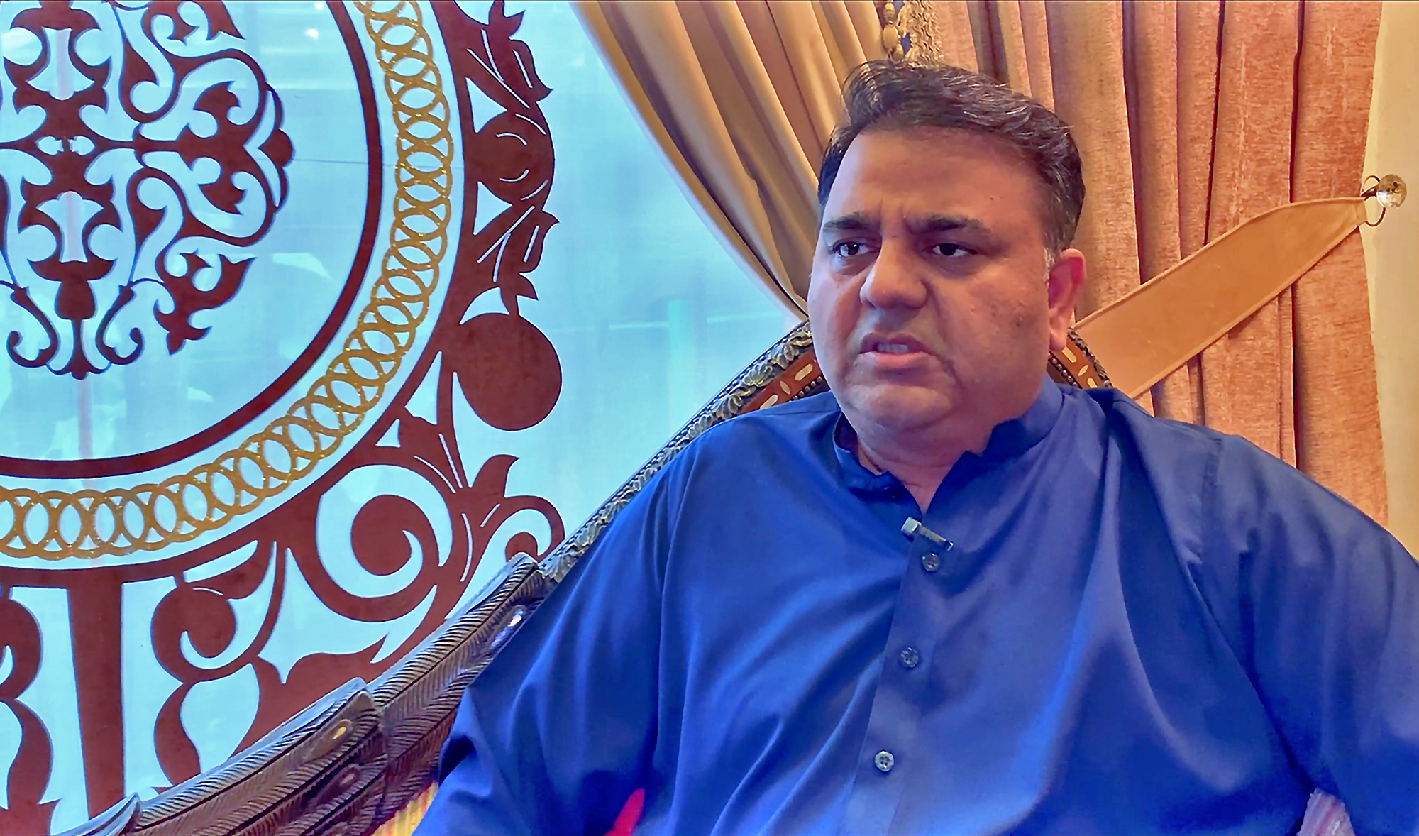 Former Pakistani Prime Minister Imran Khan's close aide, Chaudhry Fawad Hussain, talks to Arab News Pakistan in Lahore, Pakistan, on November 5, 2022. (AN Photo)