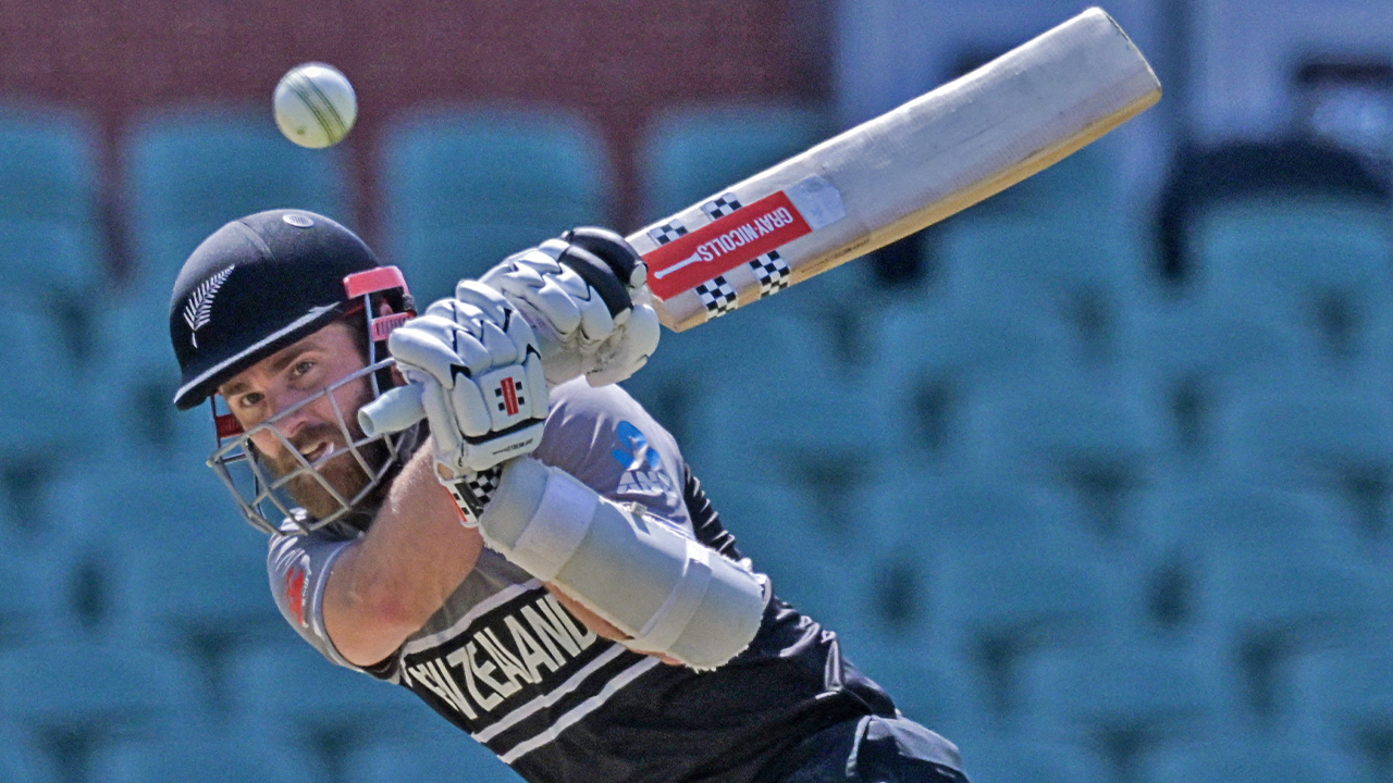 New Zealand's captain Kane Williamson hits a shot during the ICC men's Twenty20 World Cup 2022 cricket match between Ireland and New Zealand at the Adelaide Oval in Adelaide on November 4, 2022. (AFP)