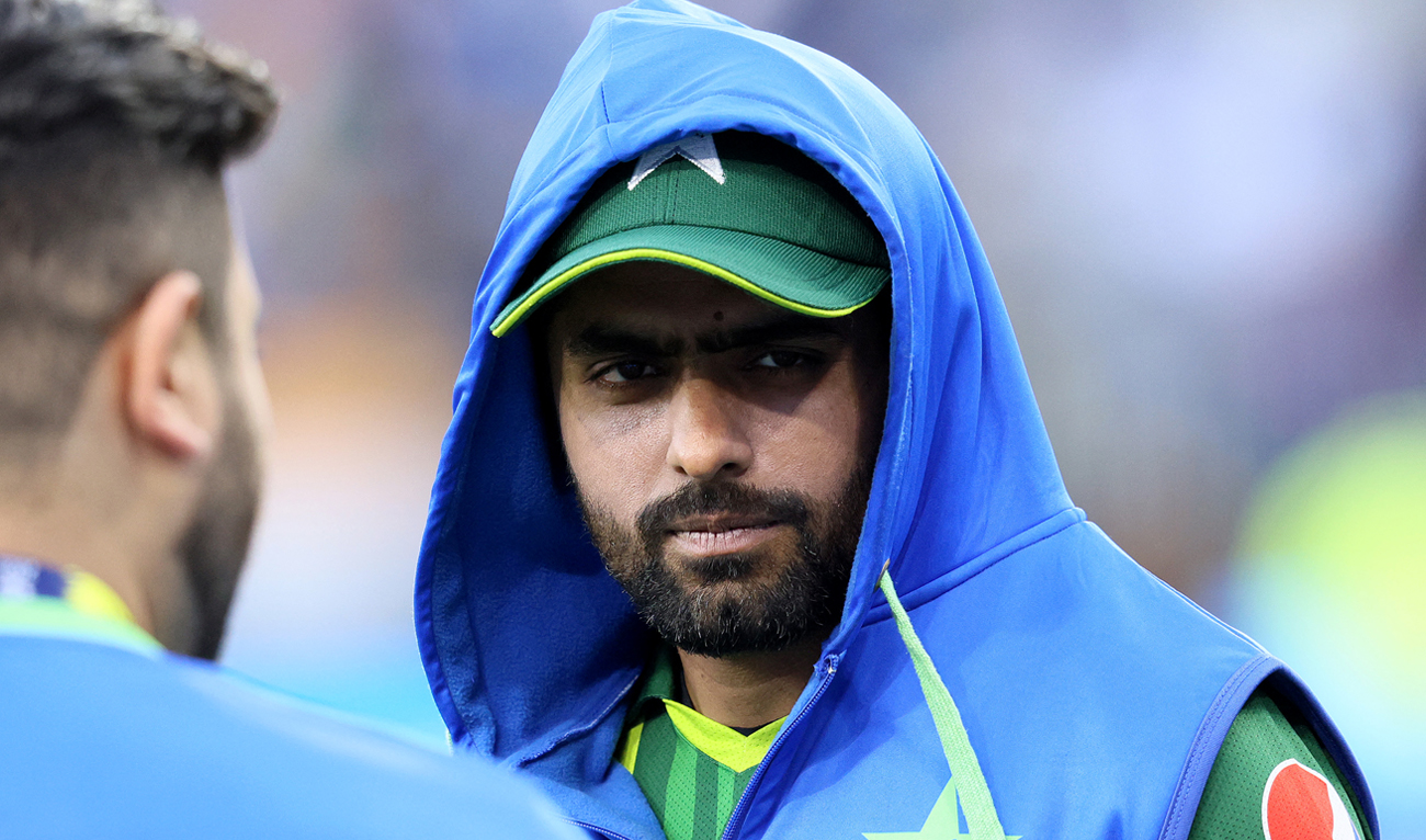 In this picture taken on October 30, 2022 Pakistan's Captain Babar Azam gestures for a photograph at the Perth Stadium in Perth. (Photo courtesy: AFP)