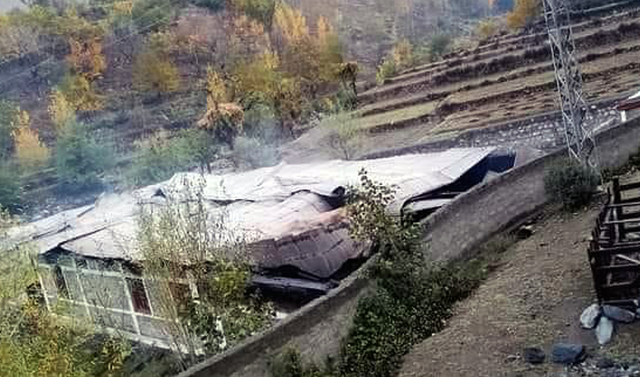 A view of Girls Middle School, Darel after unidentified arsonists set fire to it in Gilgit-Baltistan, Pakistan on November 8, 2022. (Photo: Ishtiaq Dareli/Facebook)
