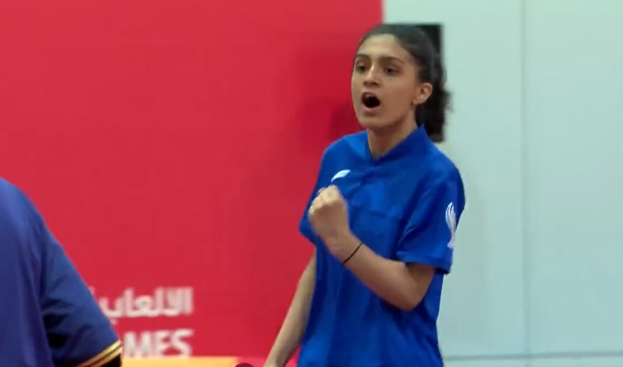 Pakistani athlete Sarooj Saeed Khan celebrates her victory in Saudi Games 2022 in Saudi Arabia on Nov. 9, 2022.(Screengrab from Saudi Games 2022 video)