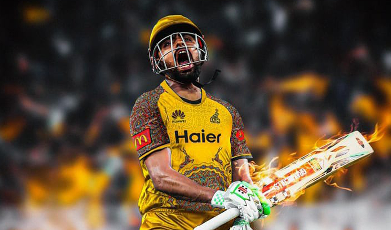 This illustration, released by Peshawar Zalmi on November 11, 2022, features the Pakistan cricket team captain Babar Azam who joined the franchise for the eighth edition of the Pakistan Super League. (Photo courtesy: Twitter/Peshawar Zalmi)