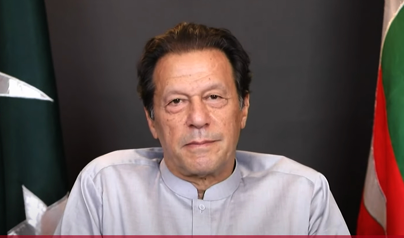 Pakistan's former prime minister Imran Khan gestures during an online interview with France 24 on November 17, 2022. (Photo courtesy: Screengrab)