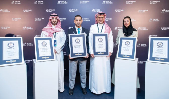 'Noor Riyadh 2022,' which lasted 17 days and ended on Saturday (November 19, 2022), achieved six Guinness World Records titles. More than 130 male and female artists from 40 countries took part in "Noor Al Riyadh," presenting more than 190 works of art. (Supplied)