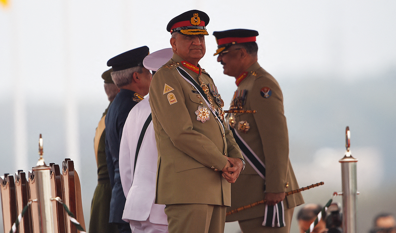 In this picture taken on March 23, 2019, Pakistan Army Chief General Qamar Javed Bajwa stands before the start of the Pakistan Day parade in Islamabad. (Photo courtesy: AFP/File)
