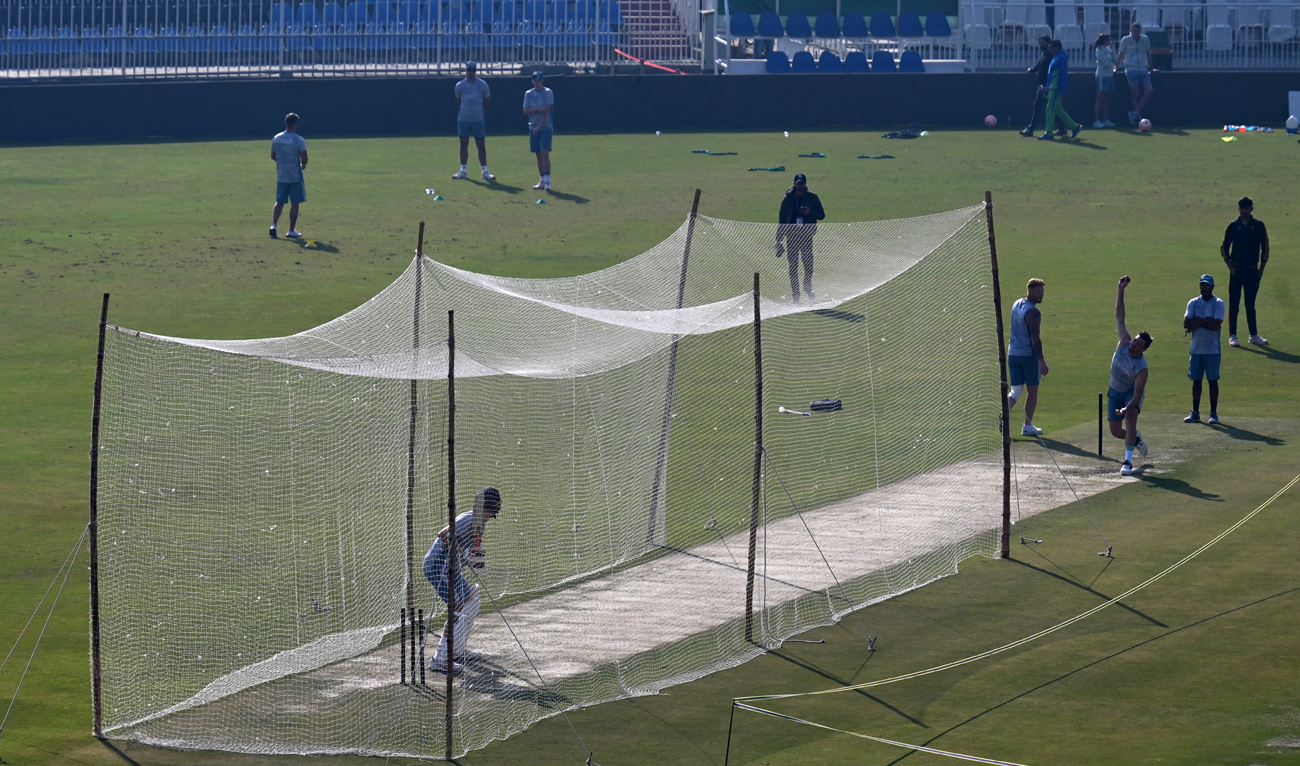 England's players take part in a training session ahead of their first cricket Test match against Pakistan, at the Rawalpindi Cricket Stadium in Rawalpindi on November 29, 2022. (Photo courtesy: AFP)
