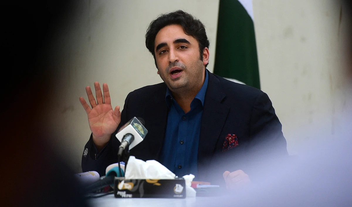 Pakistan's Foreign Minister Bilawal Bhutto Zardari speaks during a press conference in Karachi on October 15, 2022. (AFP/File)