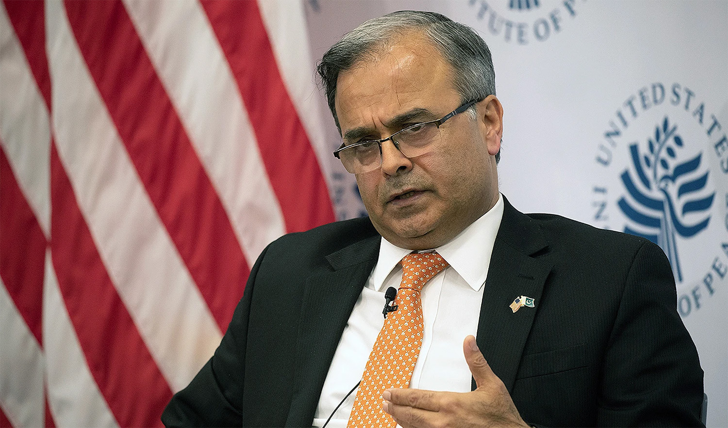 Asad Majeed Khan speaks during a panel on “Pakistan’s Priorities” held by the US Institute of Peace in Washington DC, United States, on March 4, 2019. (Photo courtesy: Anadolu Agency)