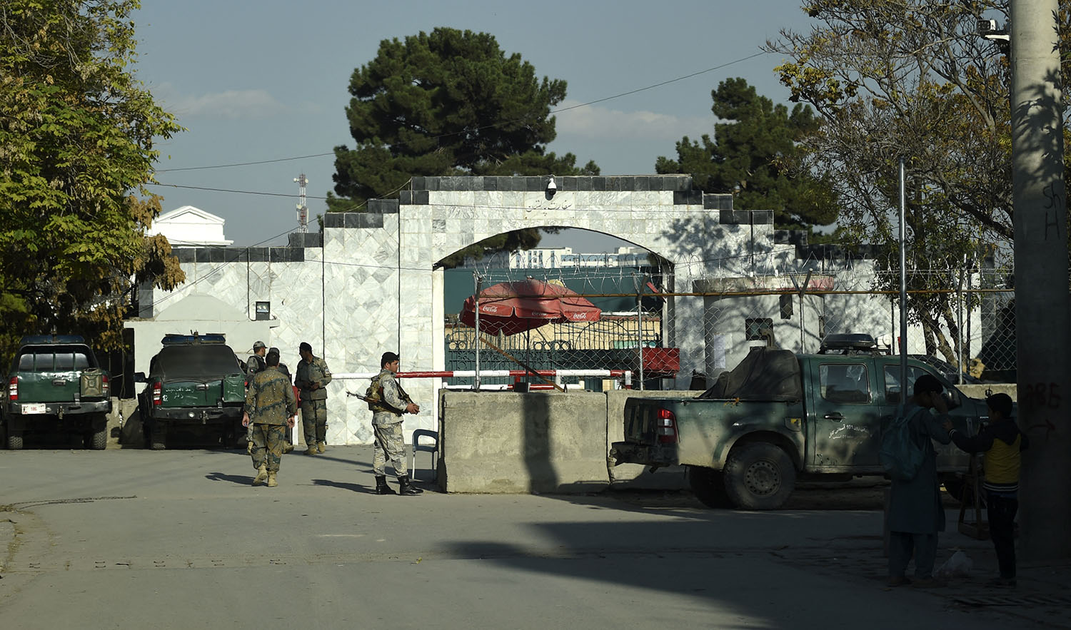 Afghan police personnel stand guard outside Pakistan's embassy, in Kabul, Afghanistan on November 4, 2019. (AFP/File)