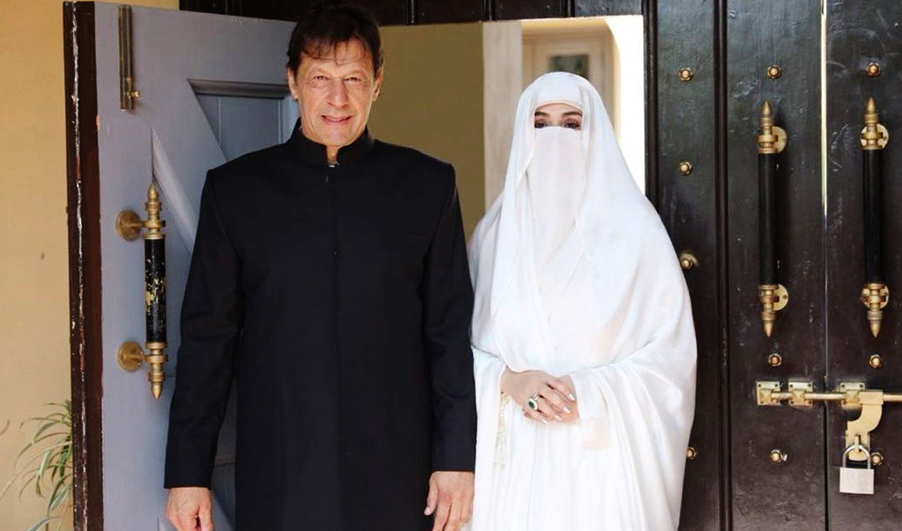 This undated file photo shows Pakistan's former prime minister Imran Khan and his wife Bushra Bibi at their Bani Gala residence in Islamabad. (Photo courtesy: Social Media)
