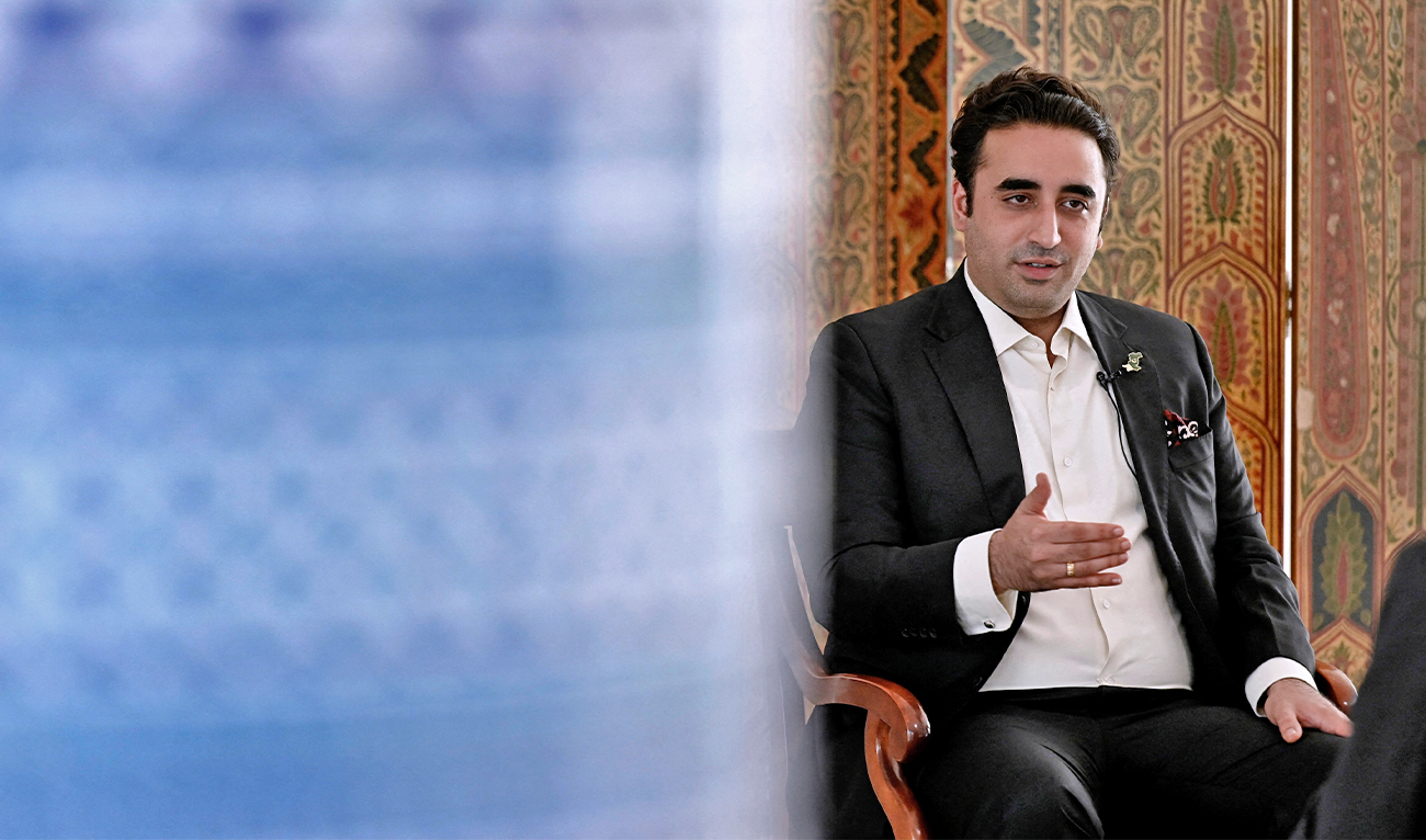 Pakistan's Foreign Minister Bilawal Bhutto-Zardari, speaks during an interview at the Embassy of Pakistan in Washington, DC, September 27, 2022. (AFP/File)