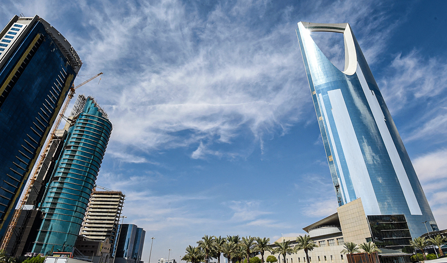 A general view of the Kingdom Tower, right, in the Saudi capital Riyadh on November 5, 2017. (AFP/File)