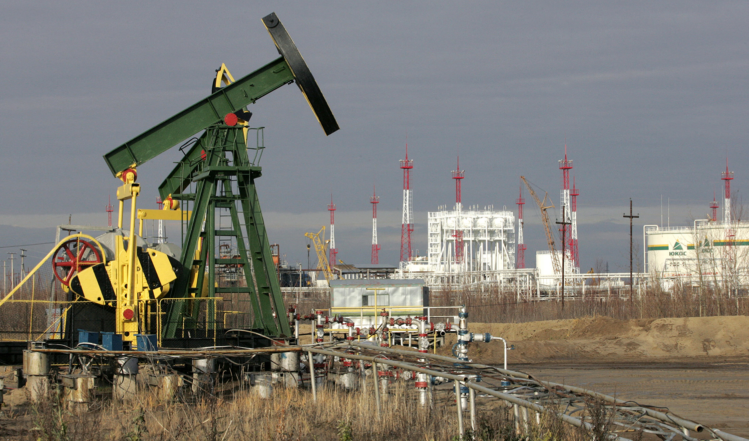 This representational photo taken on 12 October 2004 shows a Yukos oil well of Prirazlomnoye, outside Nefteyugansk, Russia. (AFP/File)