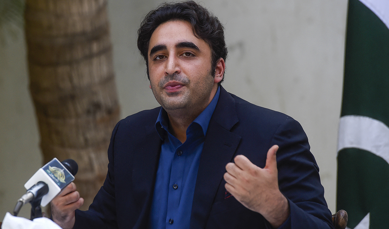 Pakistan's Foreign Minister Bilawal Bhutto Zardari speaks during a press conference in Karachi on October 15, 2022. (Photo courtesy: AFP/File)