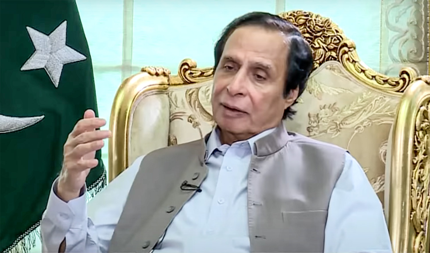 Screen grab taken from Punjab Chief Minister Pervaiz Elahi's interview with local media released on October 29, 2022. (Photo courtesy: Dunya News)
