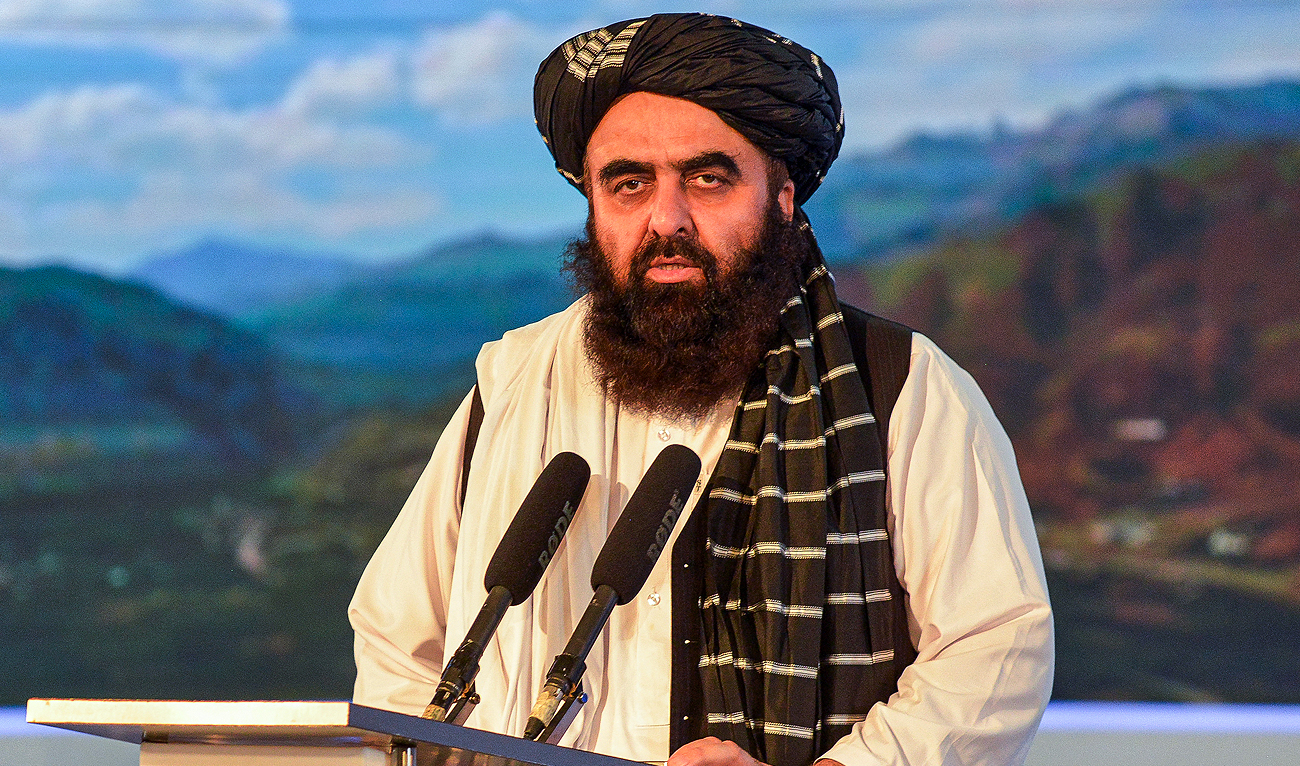 Afghanistan’s Foreign minister Amir Khan Muttaqi speaks during a gathering in Kabul on August 15, 2022. (Photo courtesy: AFP)