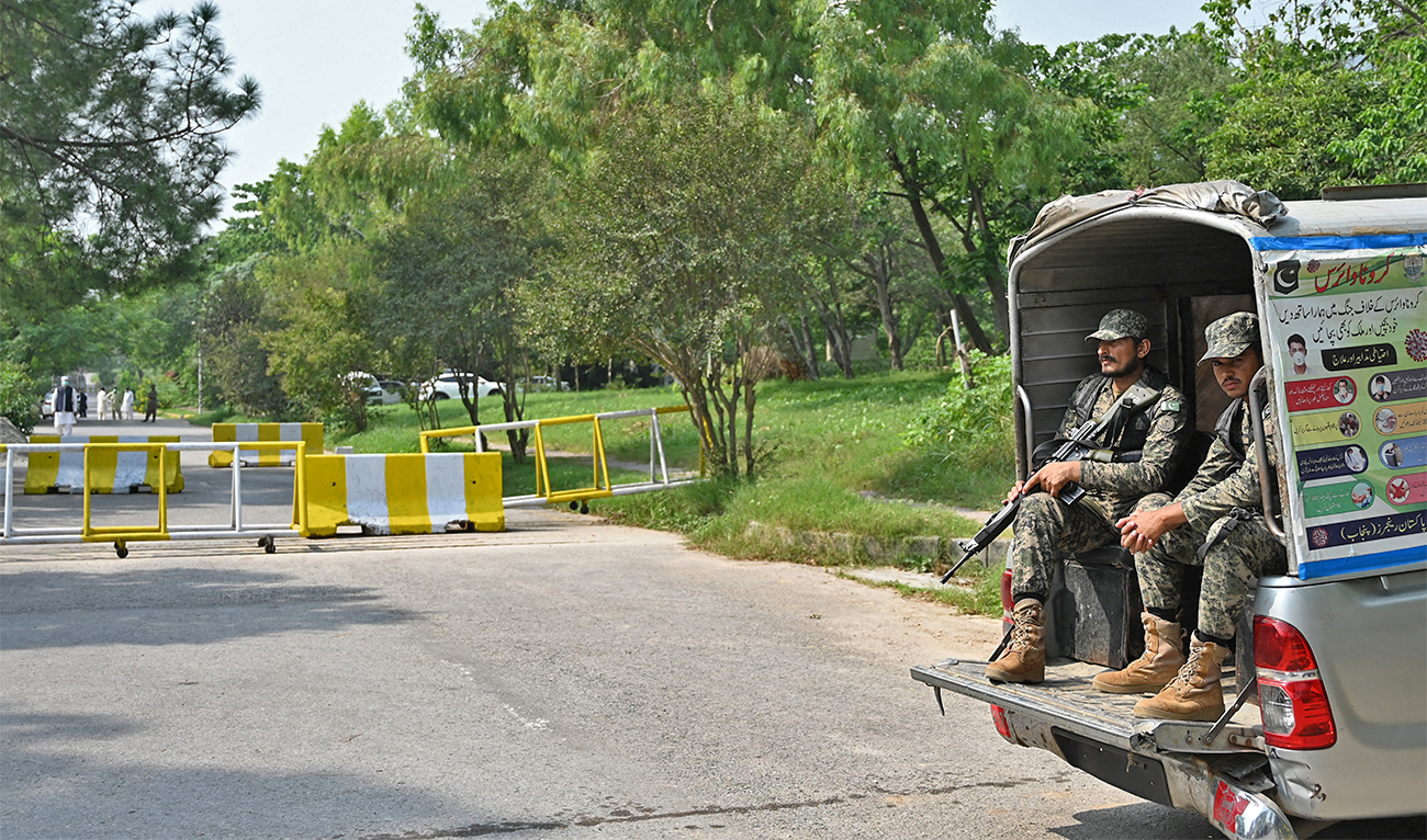 Security personnel guard in Islamabad, Pakistan on October 10, 2021. (AFP/File)