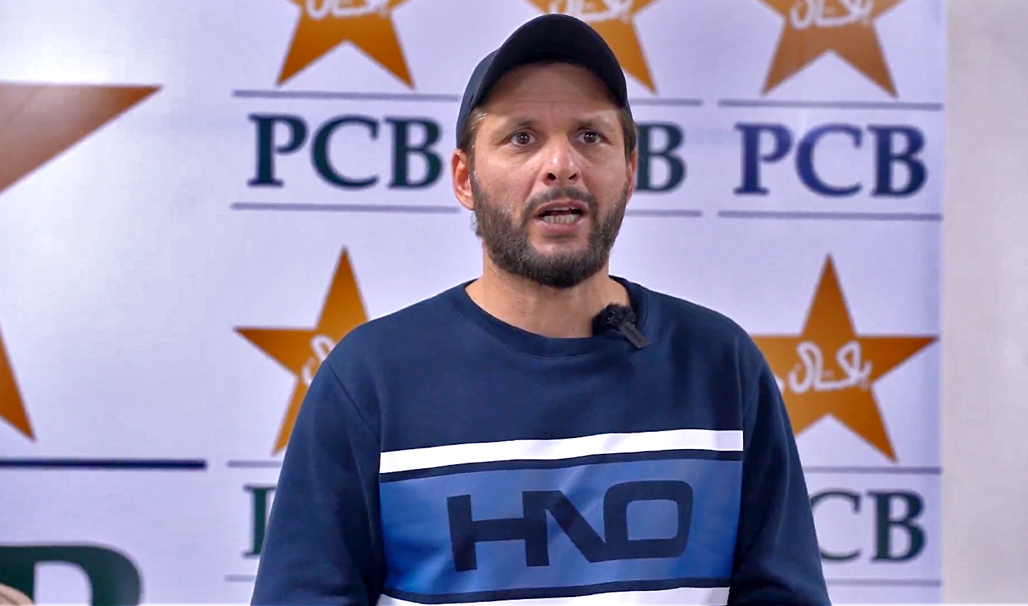 Interim head of the selection committee of Pakistan Cricket Board, Shahid Afridi, address media talk in Karachi, Pakistan, on December 27, 2022. (Photo courtesy: PCB)