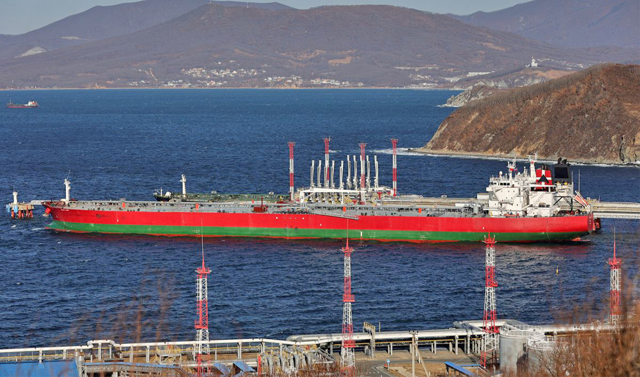 Suez Fury crude oil tanker is seen anchored at the terminal Kozmino in Nakhodka Bay near the port city of Nakhodka, Russia, on December 4, 2022. (REUTERS/File)