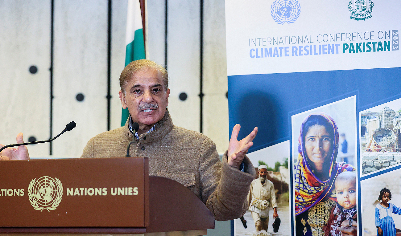 Pakistan's Prime Minister Shehbaz Sharif speaks during a news conference, at the United Nations, in Geneva, Switzerland, January 9, 2023. (Photo courtesy: REUTERS)