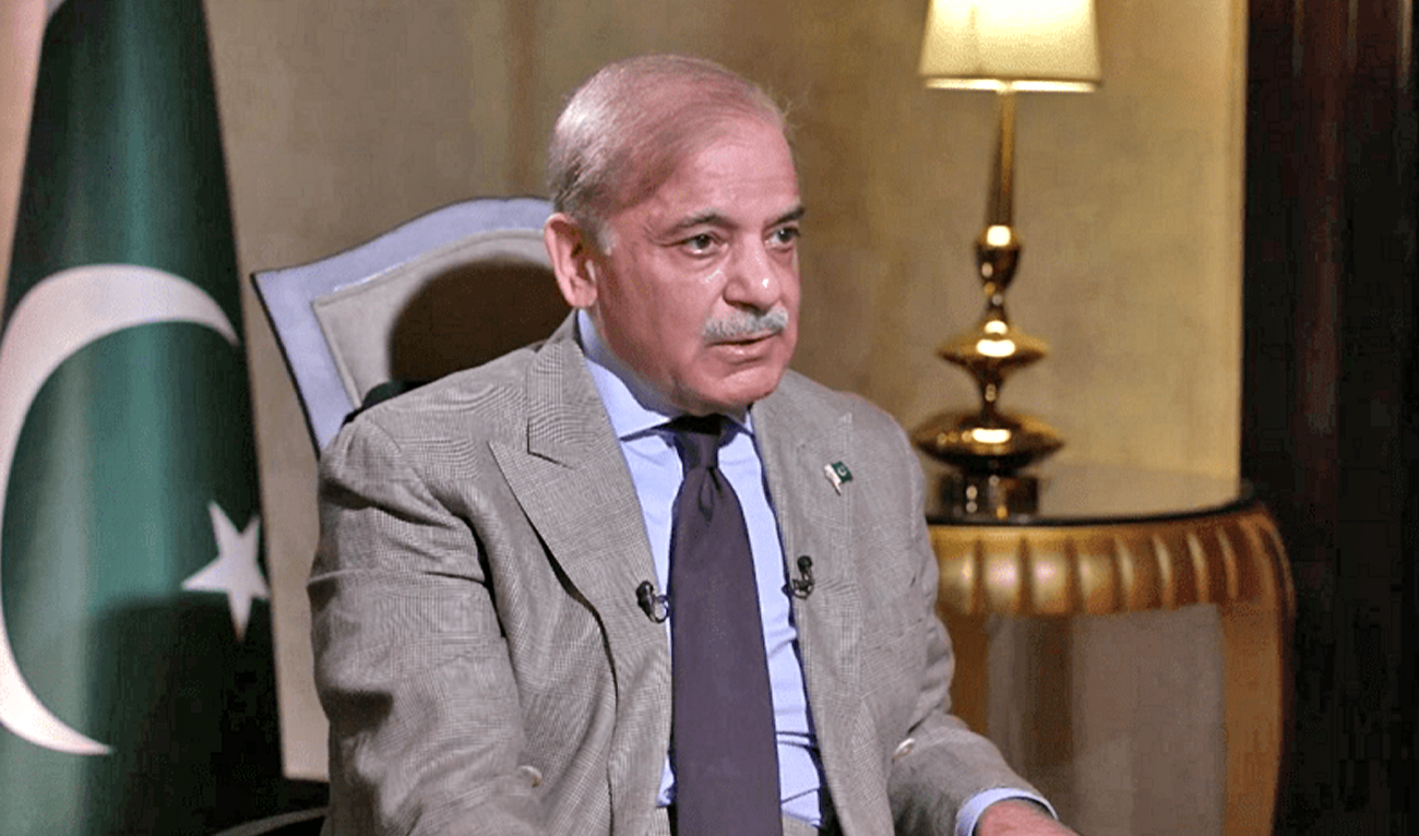 Pakistan Prime Minister Shehabaz Sharif speaks to Dubai-based Al-Arabiya News Channel. (Photo courtesy: Screen grab from Al-Arabiya interview)