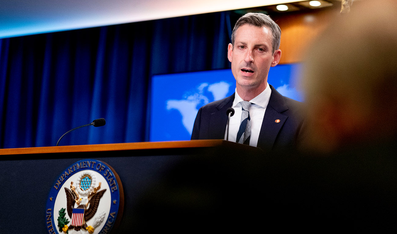 State Department spokesman Ned Price speaks during a news conference at the State Department in Washington, on February 28, 2022. (Photo courtesy: AFP)