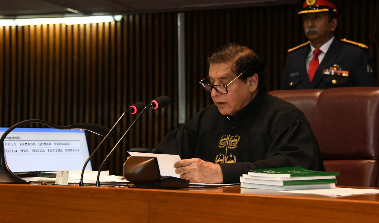 Pakistan's National Assembly speaker, Raja Pervaiz Ashraf, presides over a session in Islamabad, Pakistan, on December 22, 2022. (Photo courtesy: National Assembly of Pakistan/File)