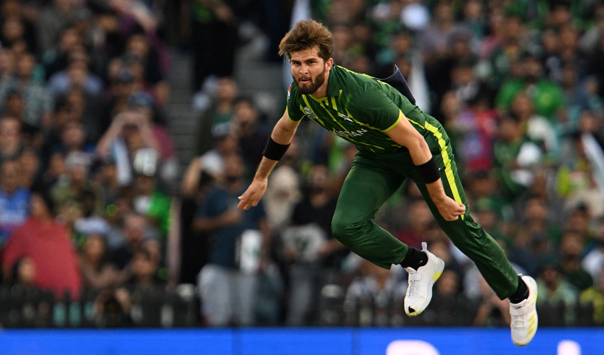 Pakistan's Shaheen Shah Afridi delivers a ball during the ICC men's Twenty20 World Cup 2022 semi-final cricket match against New Zealand at the Sydney Cricket Ground in Sydney on November 9, 2022. (AFP/File)
