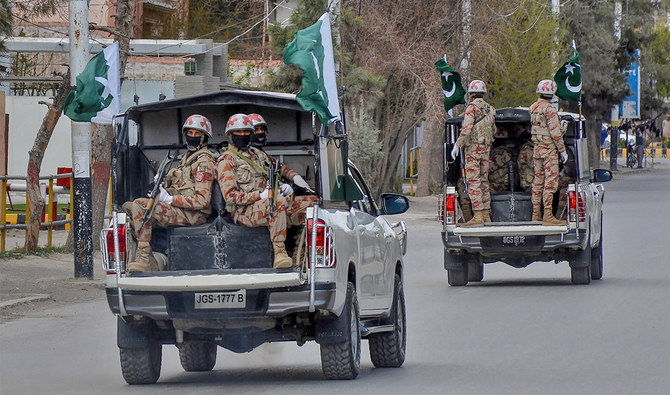 In this file photo taken on March 25, 2020, security personnel patrol with vehicles in Quetta, Pakistan. (Photo courtesy: AFP/File)