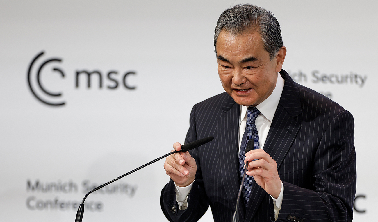 China's Director of the Office of the Central Foreign Affairs Commission Wang Yi delivers a speech at the Munich Security Conference (MSC) in Munich, southern Germany, on February 18, 2023. (Photo courtesy: AFP)