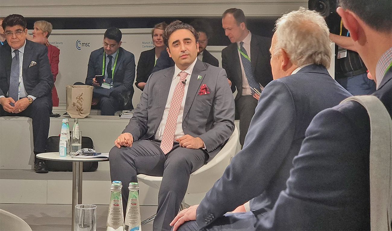 Pakistan foreign minister Bilawal Bhutto-Zardari attends a panel discussion at the Munich Security Conference (MSC) in Munich, southern Germany, on February 18, 2023. (@BBhuttoZardari/Twitter)