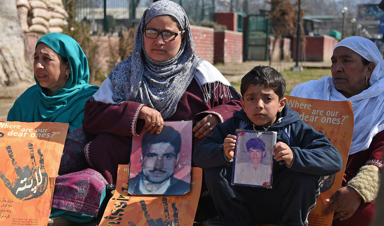 Kashmiri members of the Association of Parents of the Disappeared (APDP) take part in a protest demanding information on their missing loved ones in Srinagar on March 10,2019. (Photo courtesy: AFP)