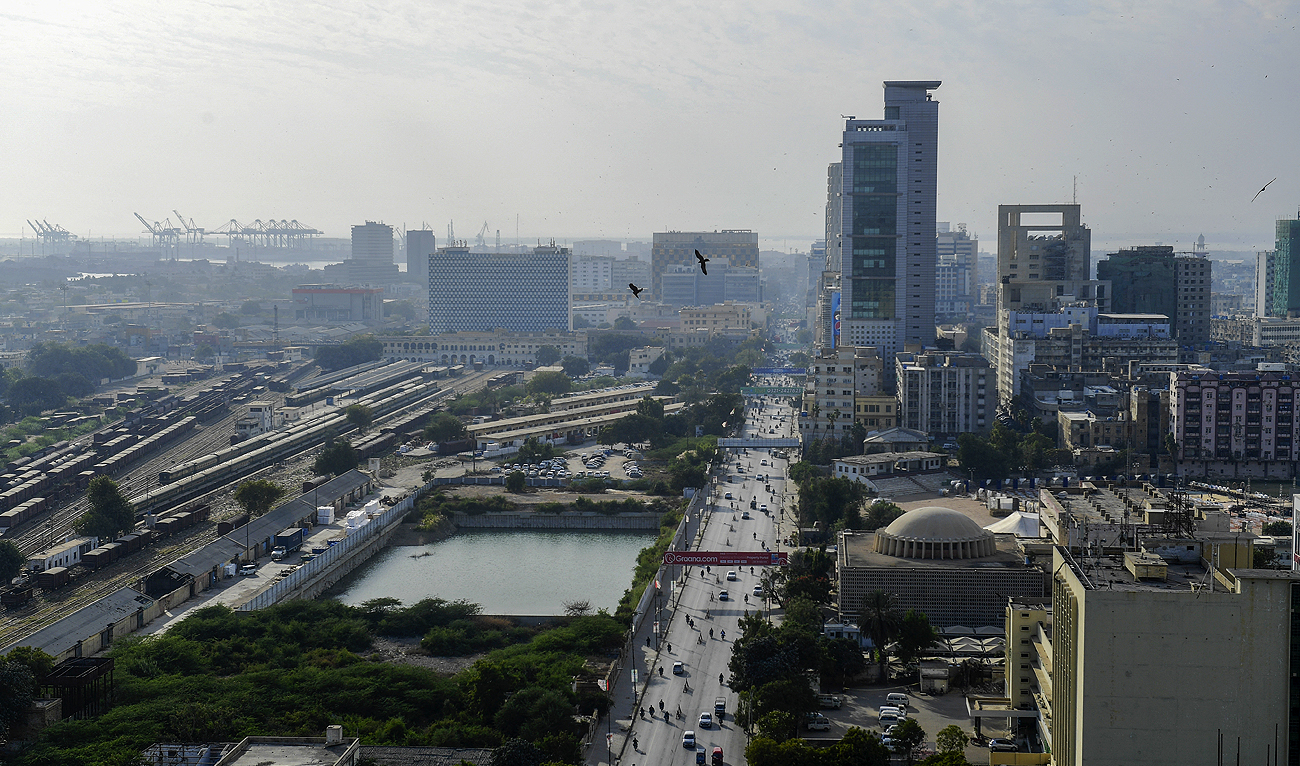This file photo, taken on January 27, 2023, shows an aerial view of the commercial district of Pakistan's port city of Karachi. (Photo courtesy: AFP/File)