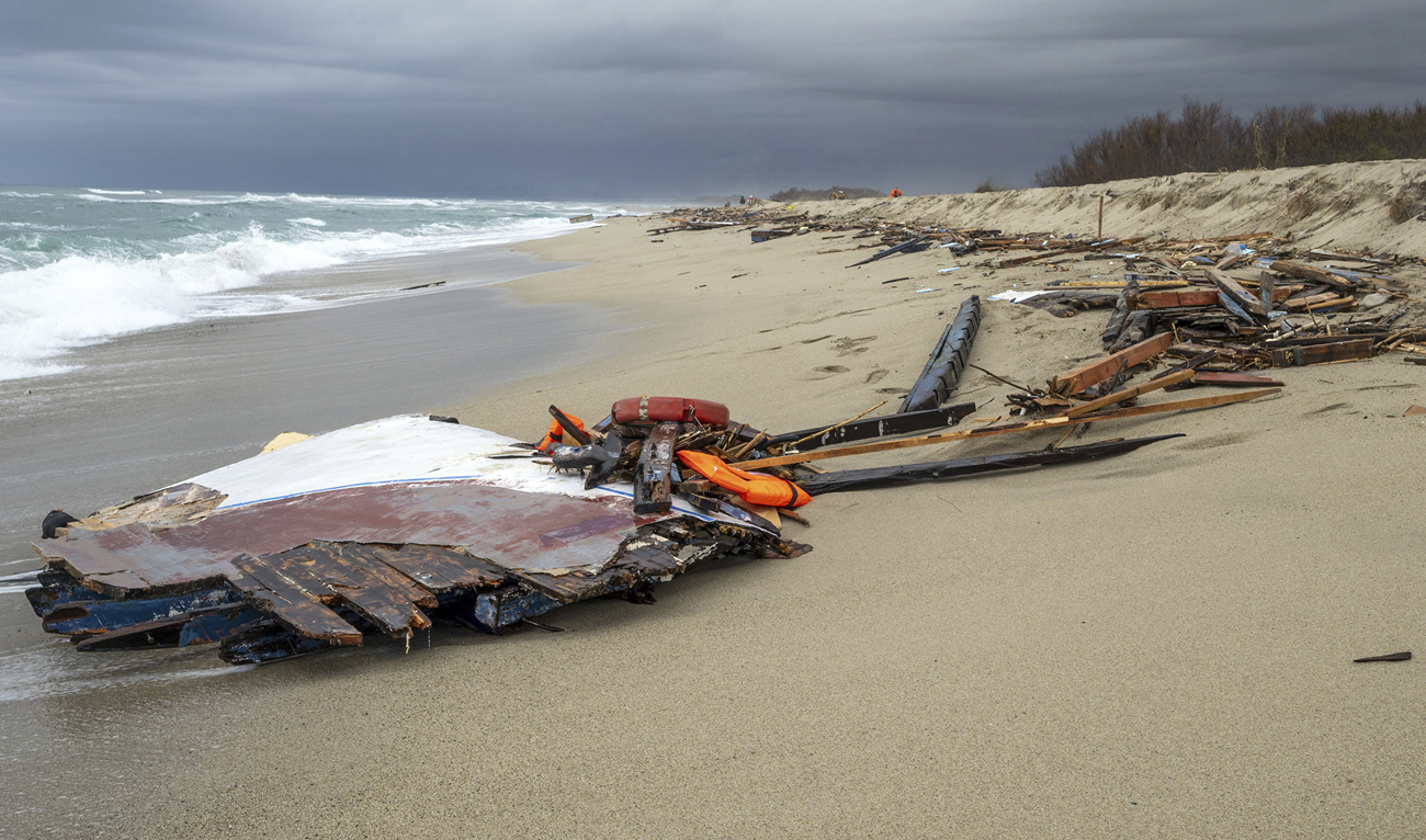 Debris washed ashore by sea at a beach near Cutro, southern Italy, Monday, Feb. 27, 2023. (Photo courtesy: AP/File)
