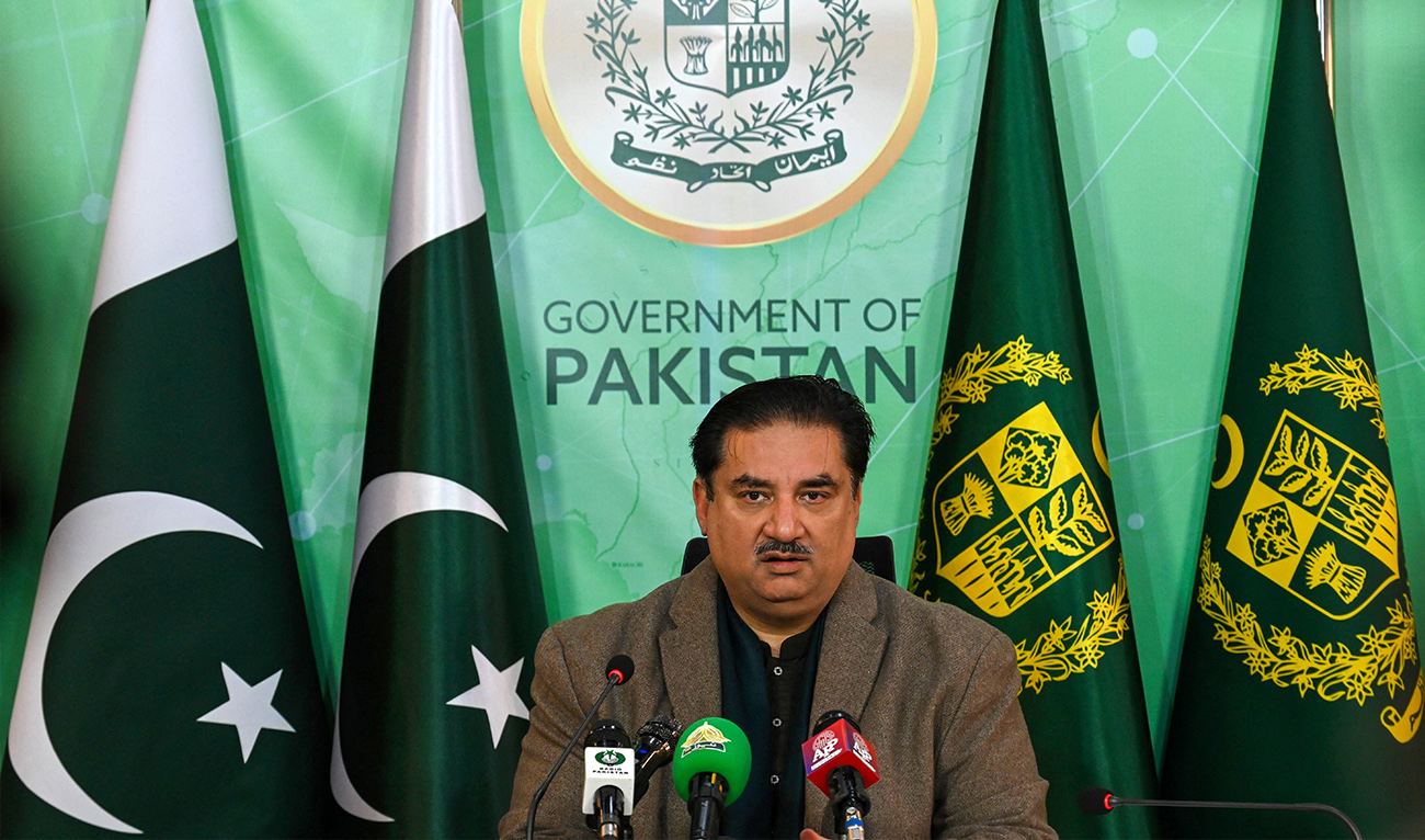 Pakistan's Federal Minister for Energy, Khurram Dastgir Khan gives a press briefing following the nationwide power outage, in Islamabad on January 24, 2023. (AFP/FILE)