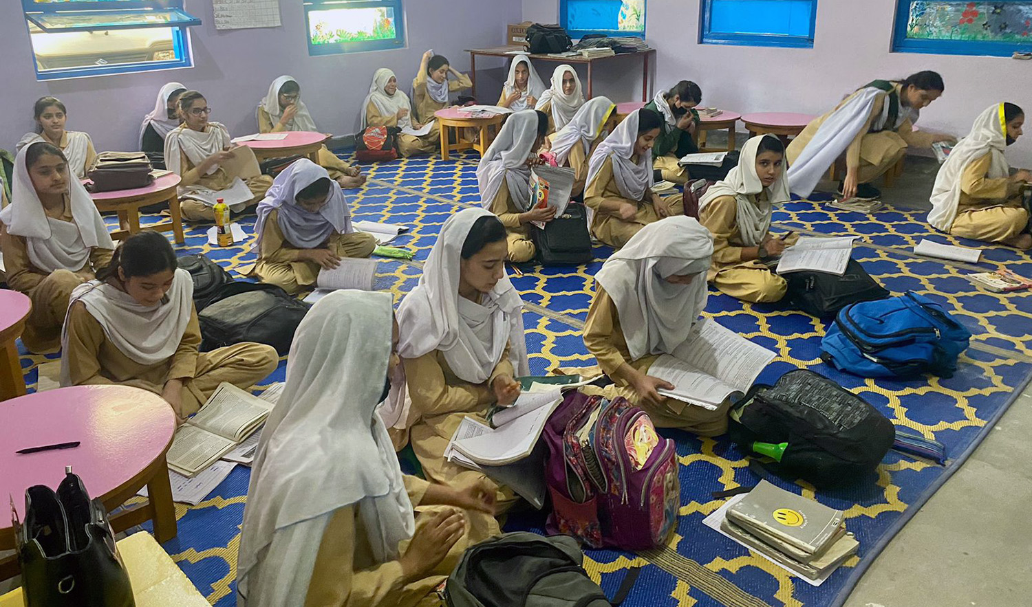 Students are seen studying at the The Citizens Foundation (TCF) school in Rawalpindi, Pakistan, on March 13, 2023. (AN photo)