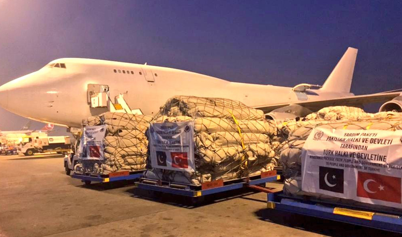 This photo shared on March 15, 2023 shows Pakistan's special air cargo plane with relief goods for Turkiye quake victims. (Photo courtesy: NDMA Pakistan/ Twitter)